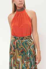 Halter Reversible Orange/Grey Top Natural Dye - Pre Order