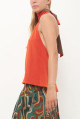 Halter Reversible Orange/Grey Top Natural Dye - Pre Order