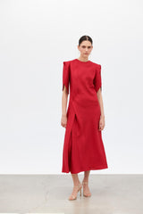 Vestido al bies con manga granate