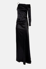 Vestido asimétrico de seda negro