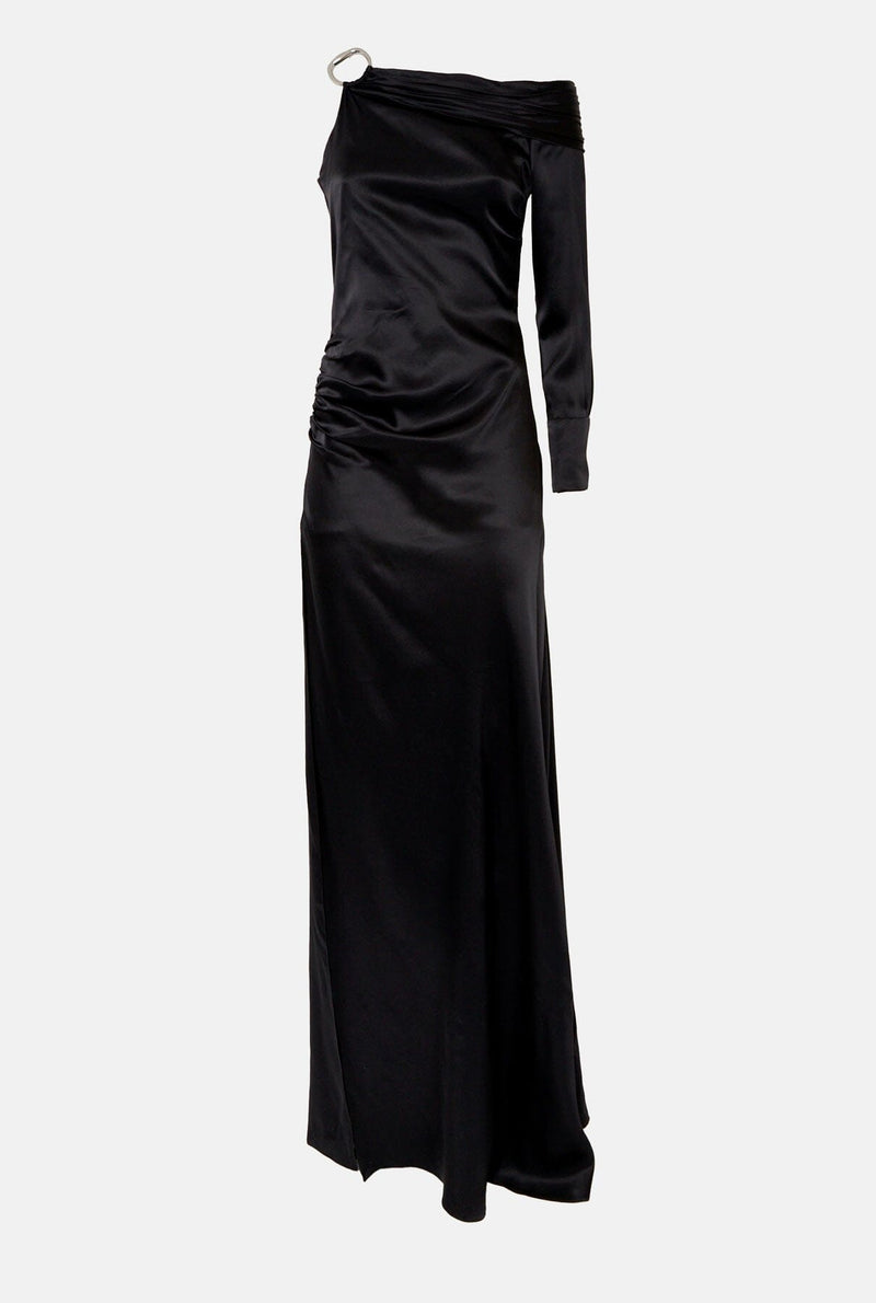 Vestido asimétrico de seda negro