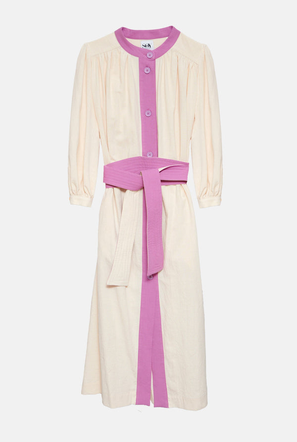 Vestido cápsula Macarena filo buganvilla