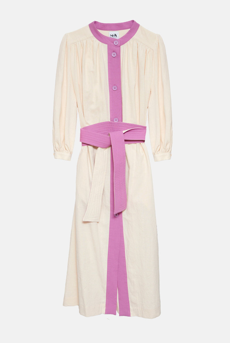 Vestido cápsula Macarena filo buganvilla
