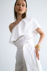 Vestido con volante - blanco