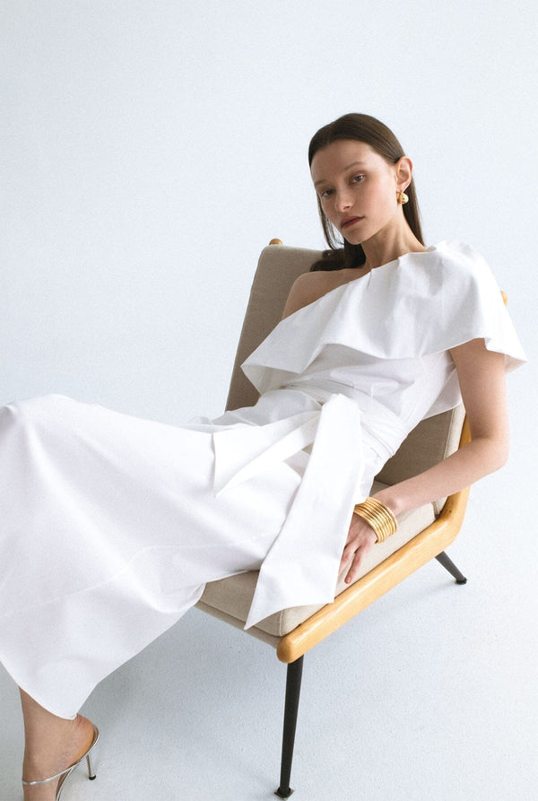 Vestido con volante - blanco