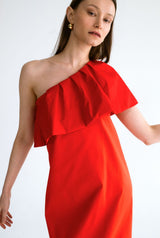 Vestido con volante - rojo
