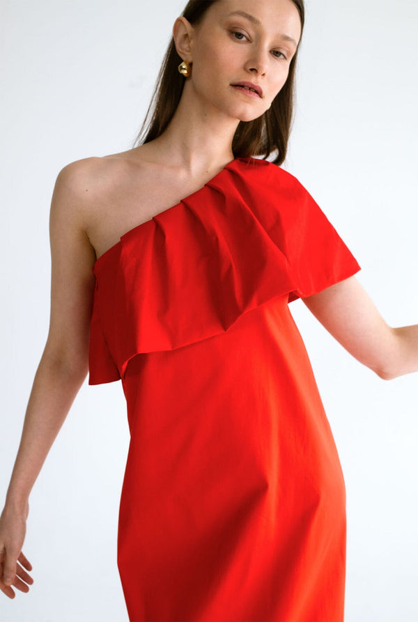 Vestido con volante - rojo