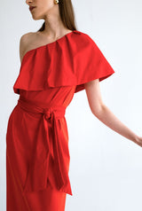 Vestido con volante - rojo