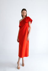 Vestido con volante - rojo