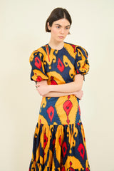 VESTIDO GABRIELLA IKAT NARANJA