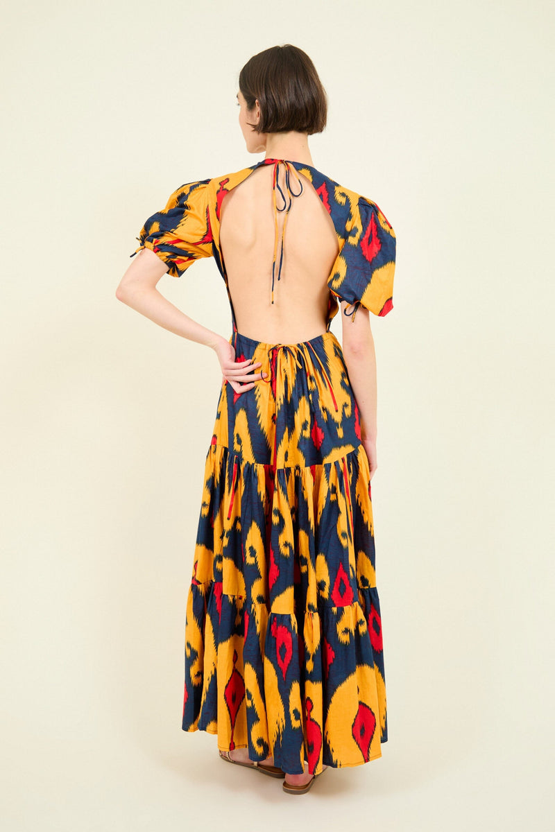 VESTIDO GABRIELLA IKAT NARANJA