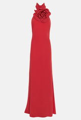 Vestido halter con flor rojo