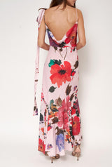 Vestido lencero asimétrico flores acuareladas PRE-ORDER
