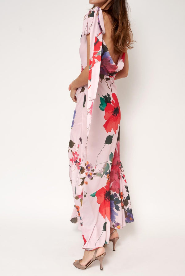 Vestido lencero asimétrico flores acuareladas PRE-ORDER