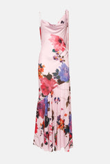 Vestido lencero asimétrico flores acuareladas PRE-ORDER