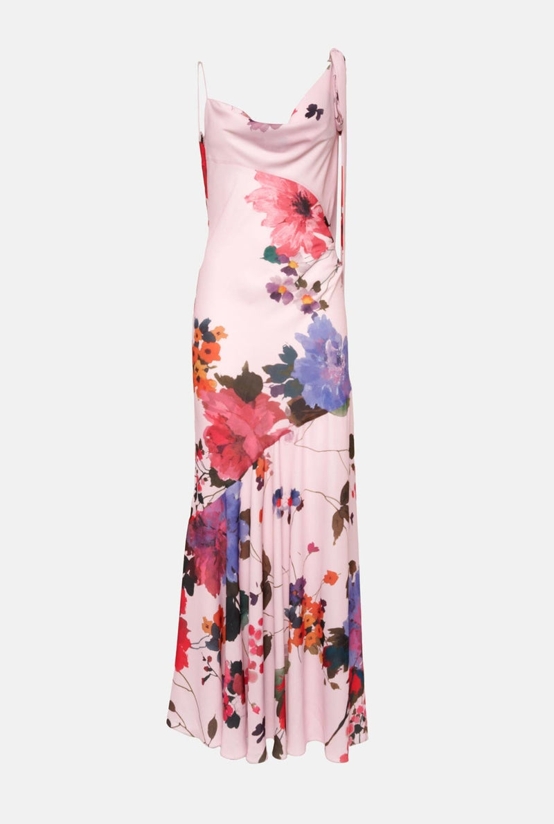 Vestido lencero asimétrico flores acuareladas PRE-ORDER
