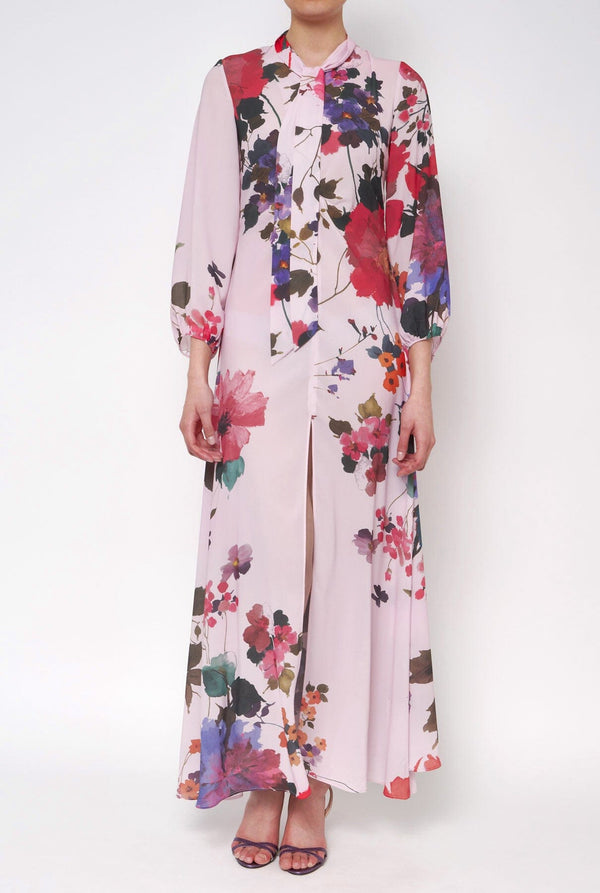 Vestido manga larga flores acuareladas PRE-ORDER
