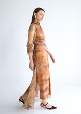 Vestido midi cruzado estampado organza
