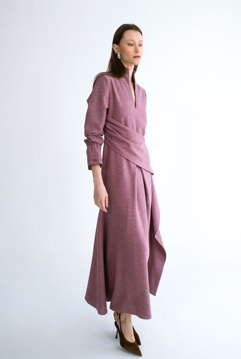 Vestido midi cruzado grape