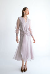 Vestido midi lazada gris