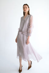 Vestido midi lazada gris