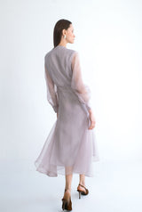 Vestido midi lazada gris