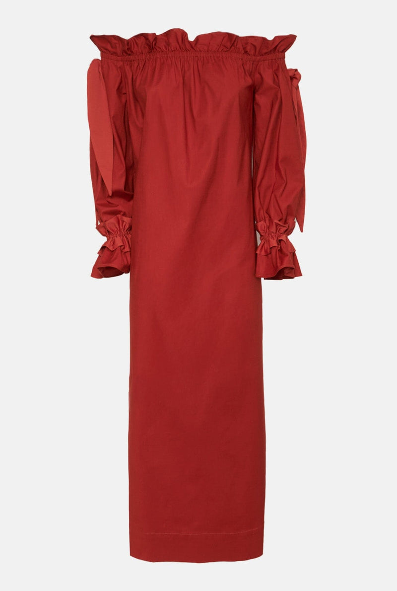 Vestido sin hombros - granate