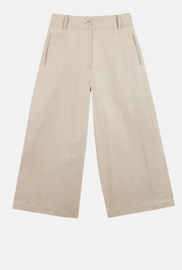 Wide-legged cotton pants